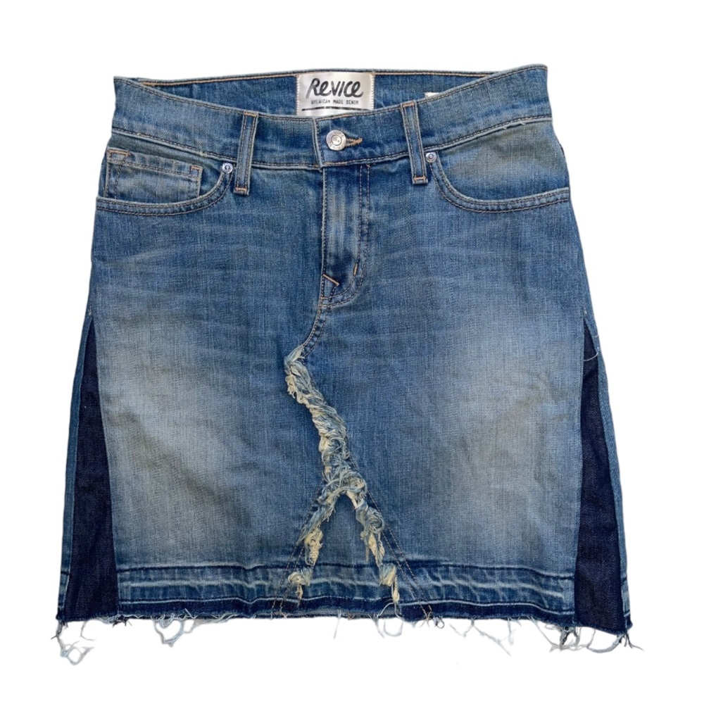 REVICE Denim Raw Hem Denim Skirt
